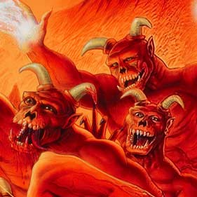 Three imps featured in the Doom videogame cover. JPG.